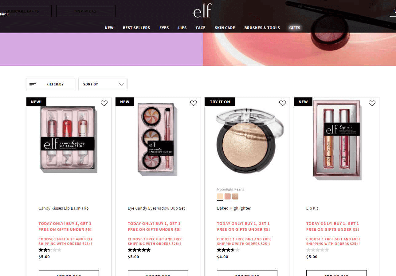 e.l.f.优惠码2024 ELF美国官网精选美妆产品买一送一满额免邮